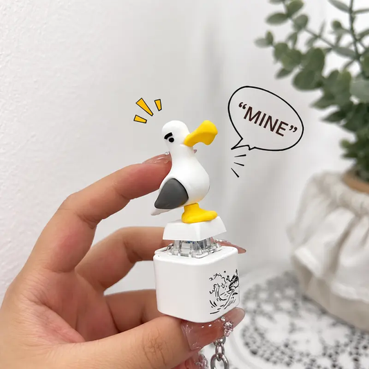 🐦🎁 Seagull "MINE!" Button Keychain – Real Sound & LED Light