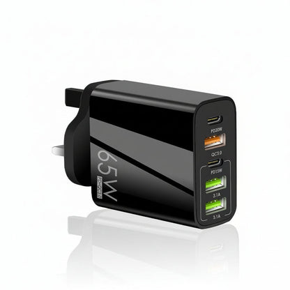 ⚡65W 5-Port Fast Charger｜PD QC Multi USB C Wall Charger