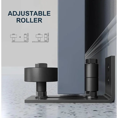 Door Floor Guide,8 Assemble Setup Options,Wall Mount System,Adjustable Stay Roller,Flush Flat Bottom Design
