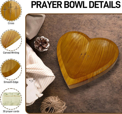 ✝️Handcrafted Wooden Heart Prayer Bowl Set