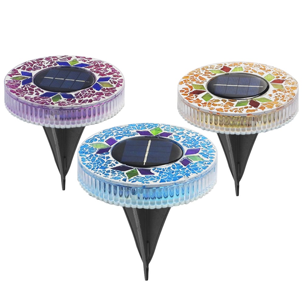 🚀Gift for Father's Day✨Solar Outdoor Mosaic Disc Lights (4-Pack)