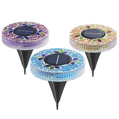 🚀Gift for Father's Day✨Solar Outdoor Mosaic Disc Lights (4-Pack)