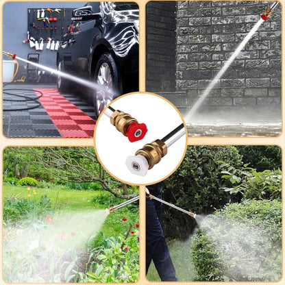 Hydro Jet Power Washer Wand for Garden Hose - Heavy-Duty Metal High-Pressure Sprayer with 2 Nozzle Tips & Leak-Proof Quick Connectors