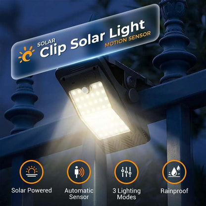☀️ Solar Clip Light with Motion Sensor – 2-Pack, 3 Modes, Waterproof Outdoor Light for Fence, Patio, Camping & Garage