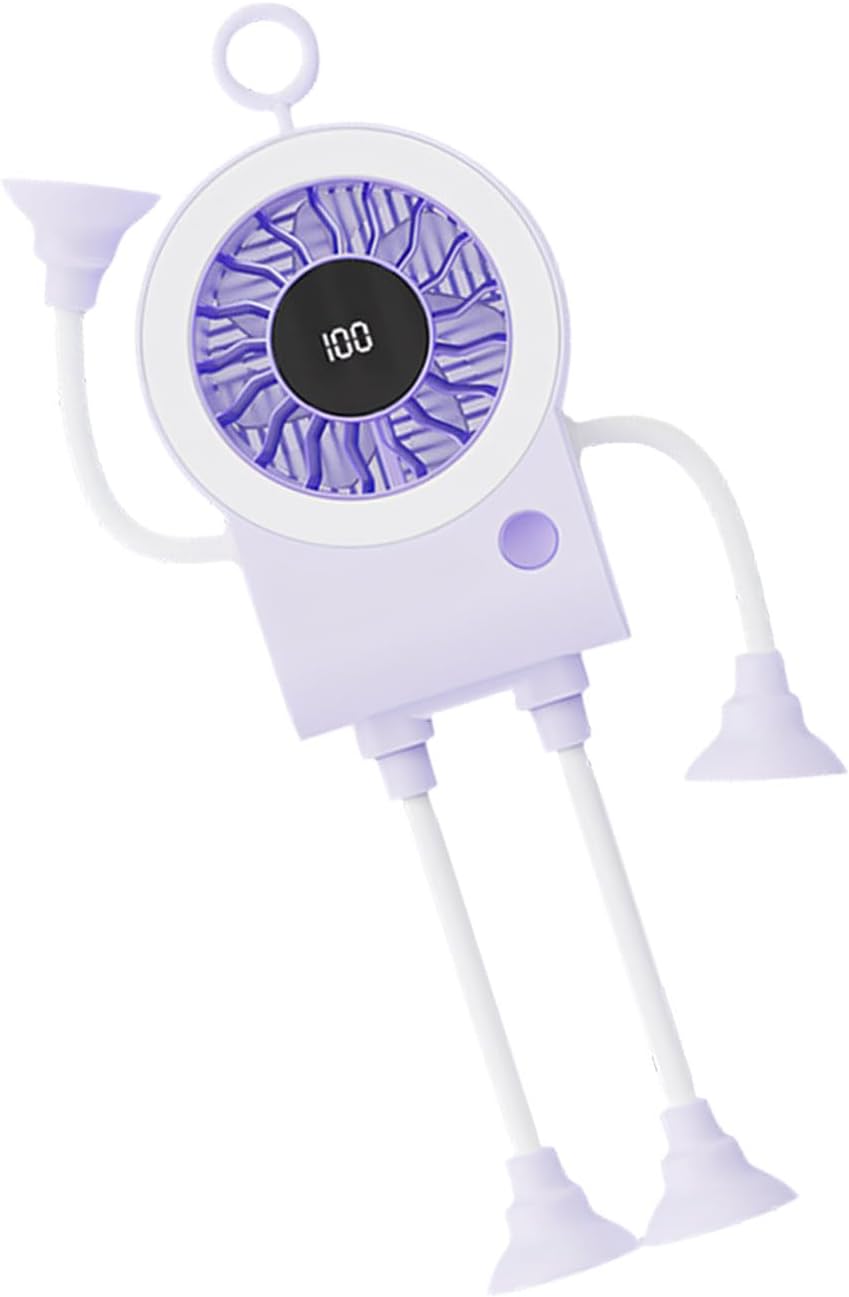 5-Speed Flexible Desk Fan with Suction Cup Legs & Smart Digital Display | Portable Cooling for Office, Travel & Camping