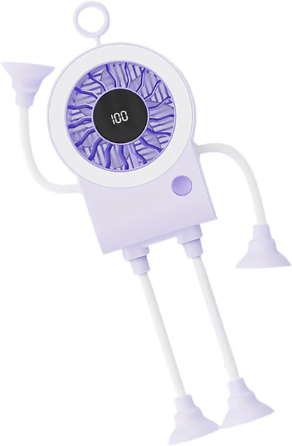 5-Speed Flexible Desk Fan with Suction Cup Legs & Smart Digital Display | Portable Cooling for Office, Travel & Camping