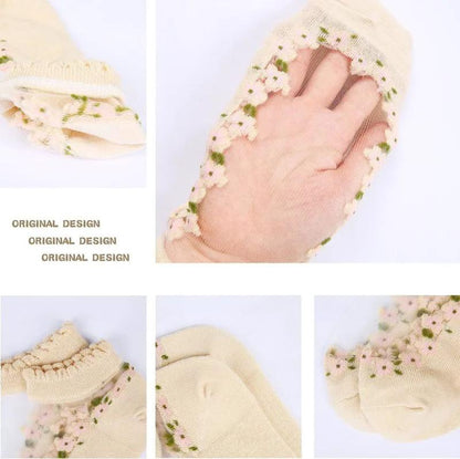 🌸5 Pairs Womens Sheer Floral Mesh Ankle Socks