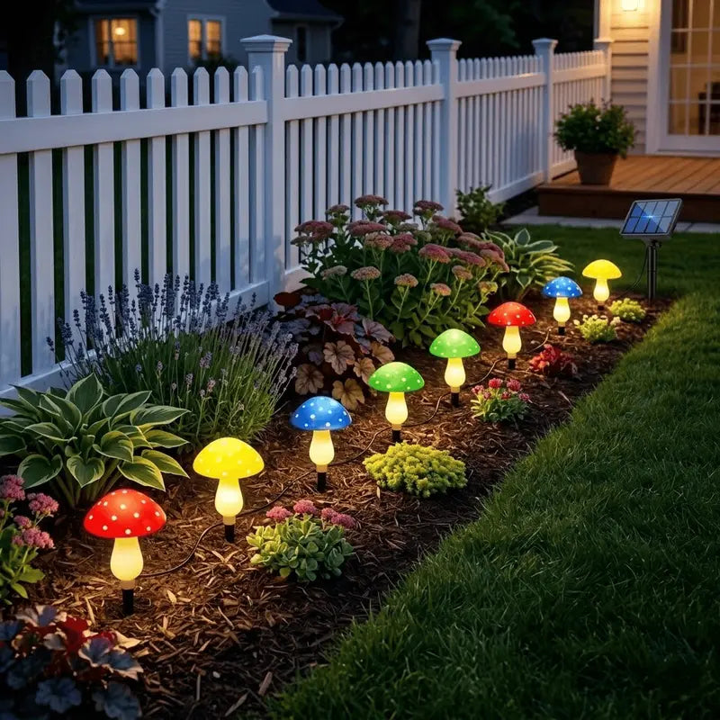 8 Pcs Solar Powered Mushroom Shaped Garden Light