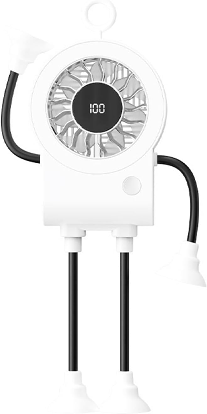 5-Speed Flexible Desk Fan with Suction Cup Legs & Smart Digital Display | Portable Cooling for Office, Travel & Camping