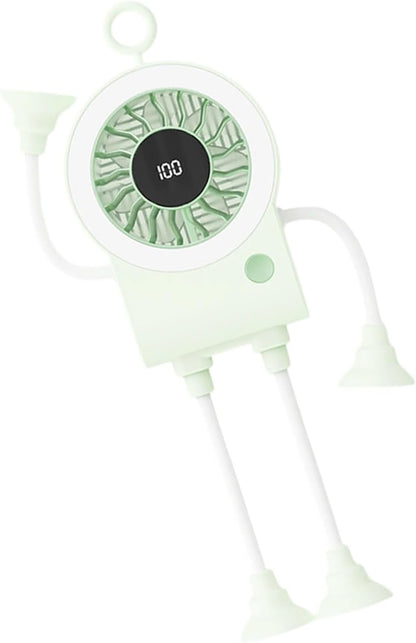 5-Speed Flexible Desk Fan with Suction Cup Legs & Smart Digital Display | Portable Cooling for Office, Travel & Camping