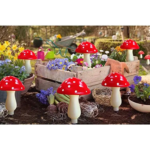 🍄Adorable Fairy Tale Red Mushroom Solar Lights - Ideal for Enchanting Garden Decor & Whimsical Night Atmosphere