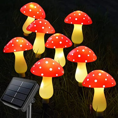 🍄Adorable Fairy Tale Red Mushroom Solar Lights - Ideal for Enchanting Garden Decor & Whimsical Night Atmosphere