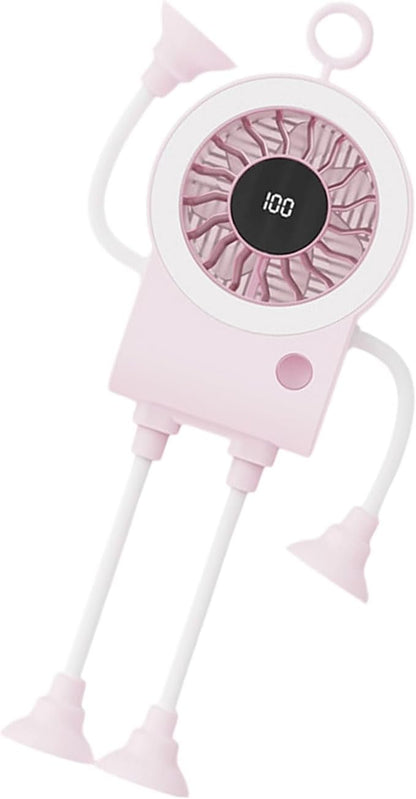 5-Speed Flexible Desk Fan with Suction Cup Legs & Smart Digital Display | Portable Cooling for Office, Travel & Camping