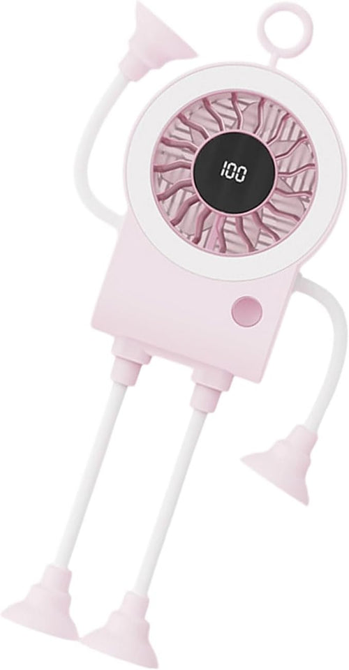 5-Speed Flexible Desk Fan with Suction Cup Legs & Smart Digital Display | Portable Cooling for Office, Travel & Camping