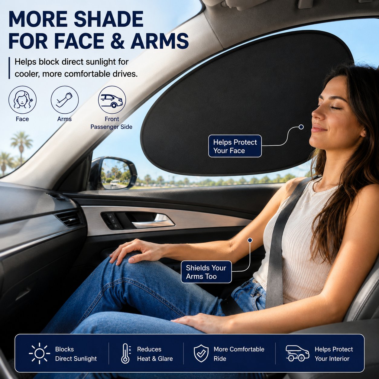 2/4-Pack Car Window Sun Shades - Static Cling UV Blocker & Glare Protector, Foldable Auto Accessories for Sedans & SUVs