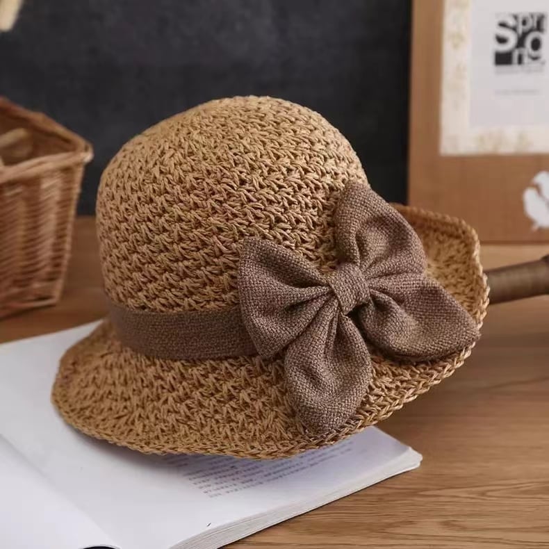👒Elegant Crochet Straw Hat with Ruffle Detail