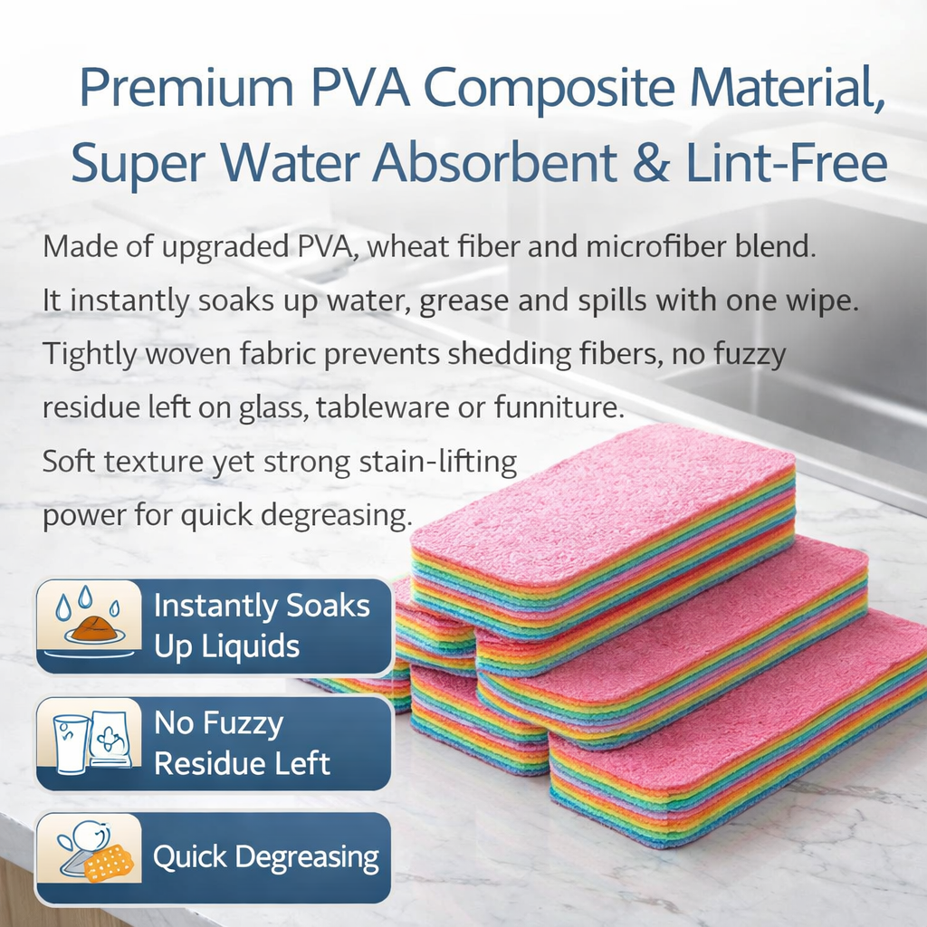 SOPAMI 12-Layer Peelable Rainbow Cleaning Sponge Wipes（3PCS）