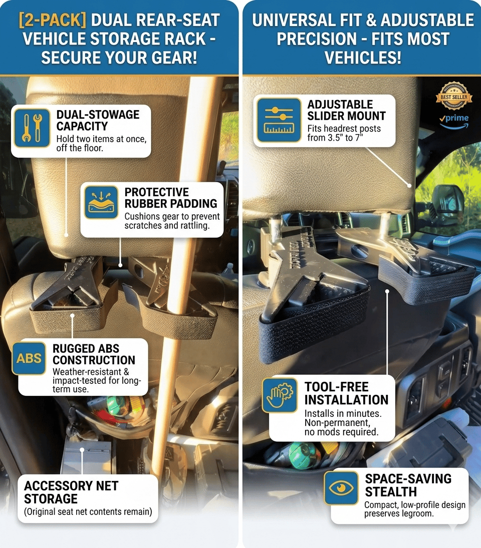 Tactical Seat Back Gun Rack – Universal Fit, Tool-Free Install