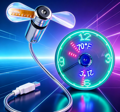 GlowBreeze - USB fan with LED clock display