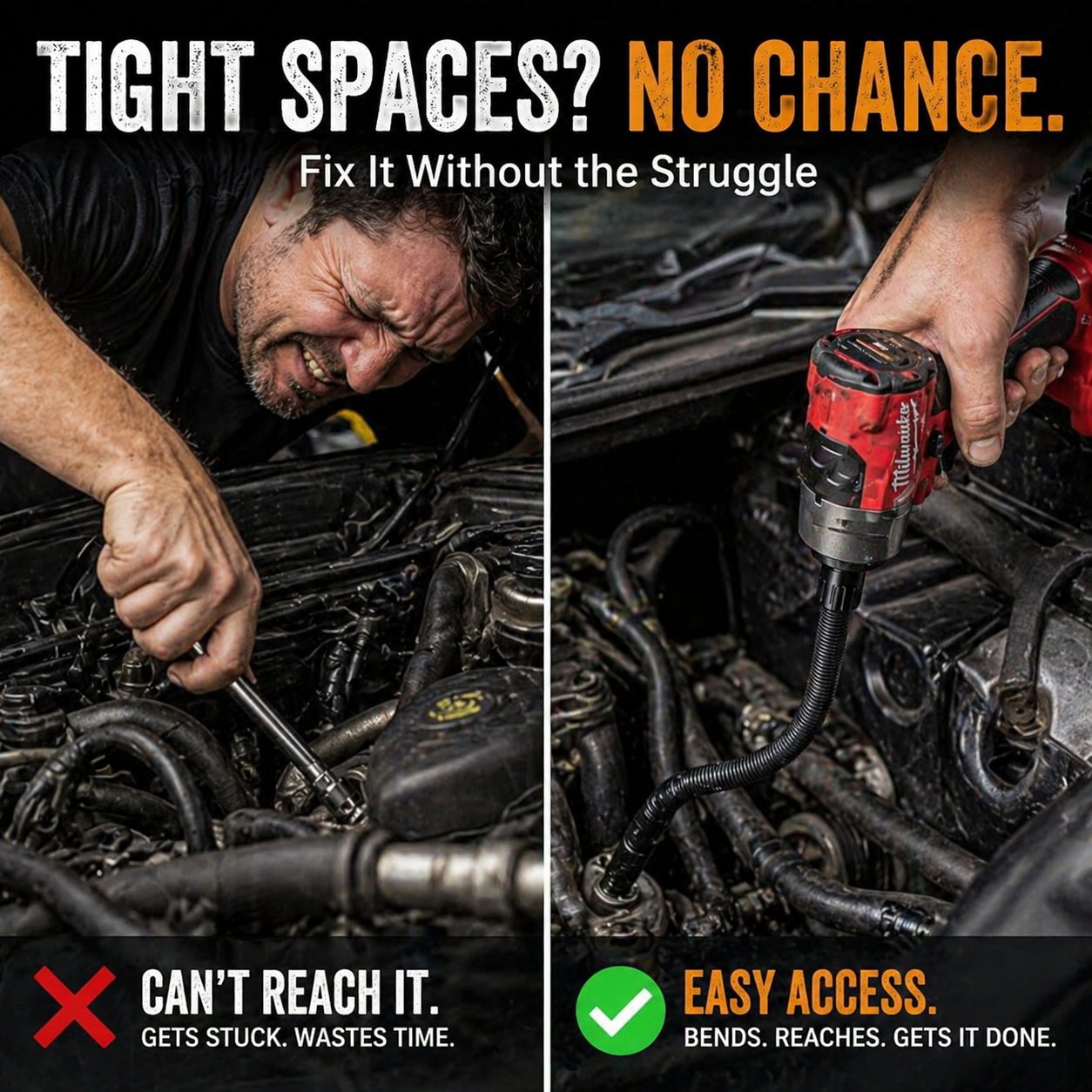 🔥 🔧🌀 1/2" Flexible Socket Extension Bar! Conquer Tight Spaces in Seconds🔩🚗