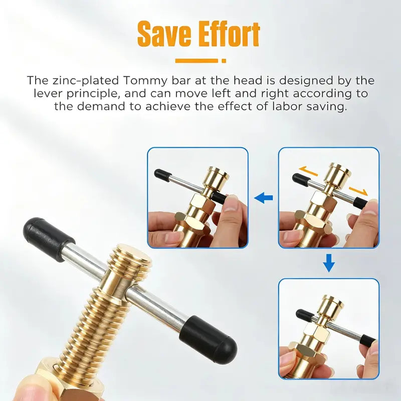 Compression Sleeve Puller Tool for 1/2" & 3/4" Brass Pipes, Rust-Resistant Ferrule Remover, Pipe Ring Extraction Kit for Corroded/Frozen Supply Stops, Removes Nut & Ferrule Safely – No Pipe Damage (Fits NPT 1/2", 3/4")