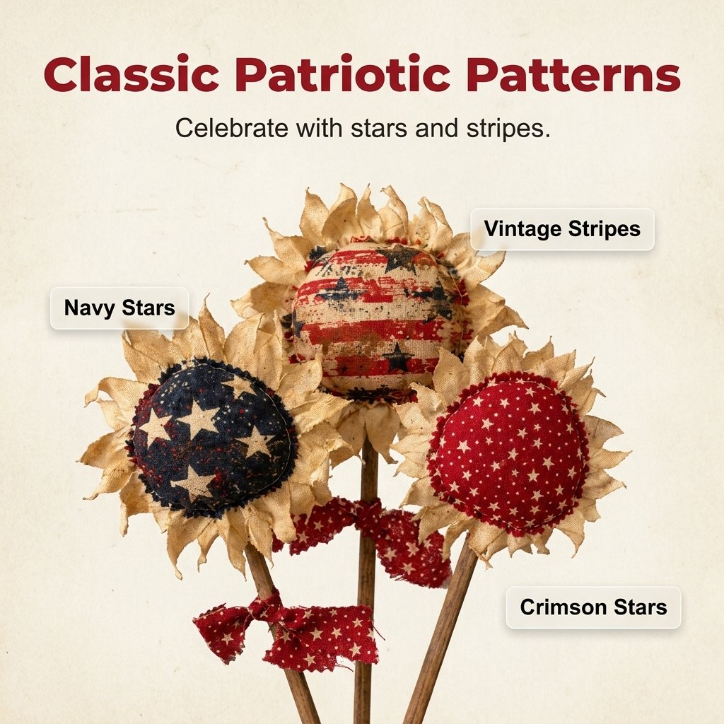 🌻Primitive Americana Flower Picks Set of 3: New Handcrafted Sunflowers☀️☀️