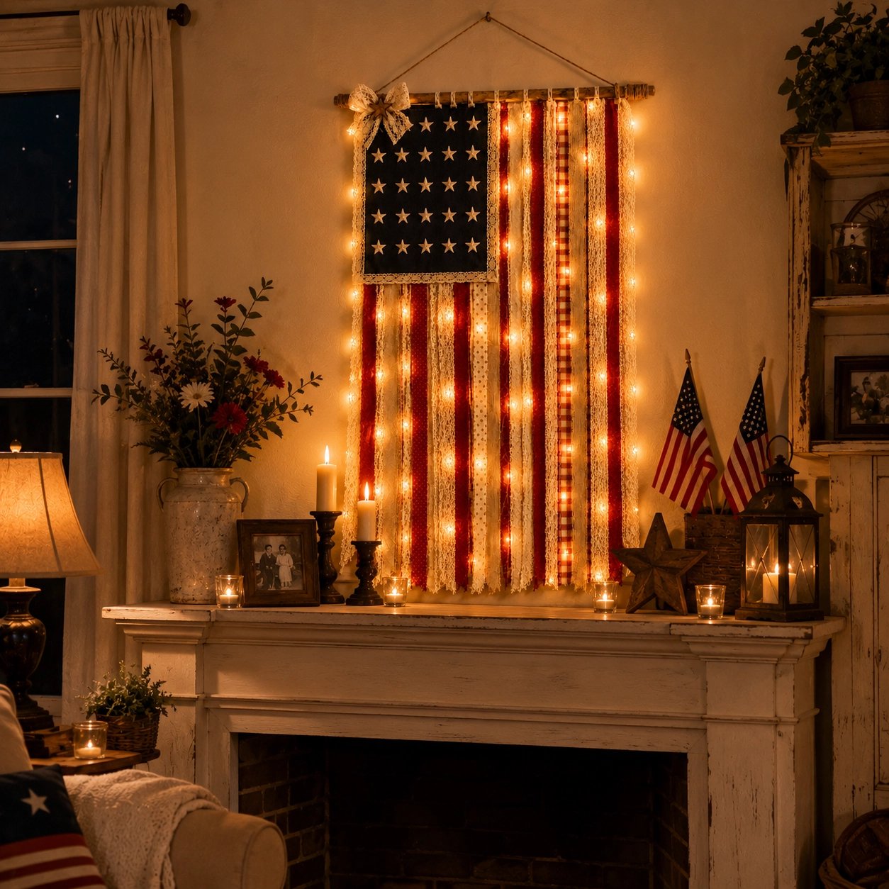 Lighted Patriotic Wall Hanging Banne