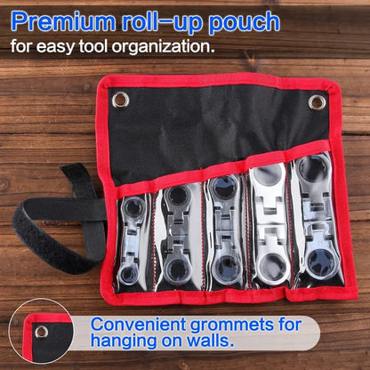 💯🛠️ 5-Piece Stubby Flex Head Ratchet Wrench Set | 72-Tooth Metric Mechanic Tools