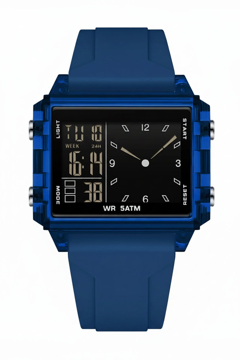 Analog-Digital Sport Watch – Waterproof, Luminous & Multi-Function