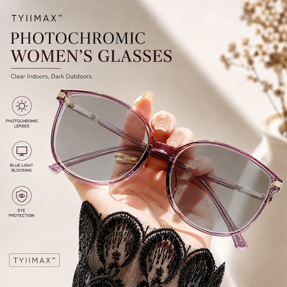 🕶️ Oversized Fashion Prescription Glasses – Trendy Photochromic Lenses with Blue Light Blocking ✨