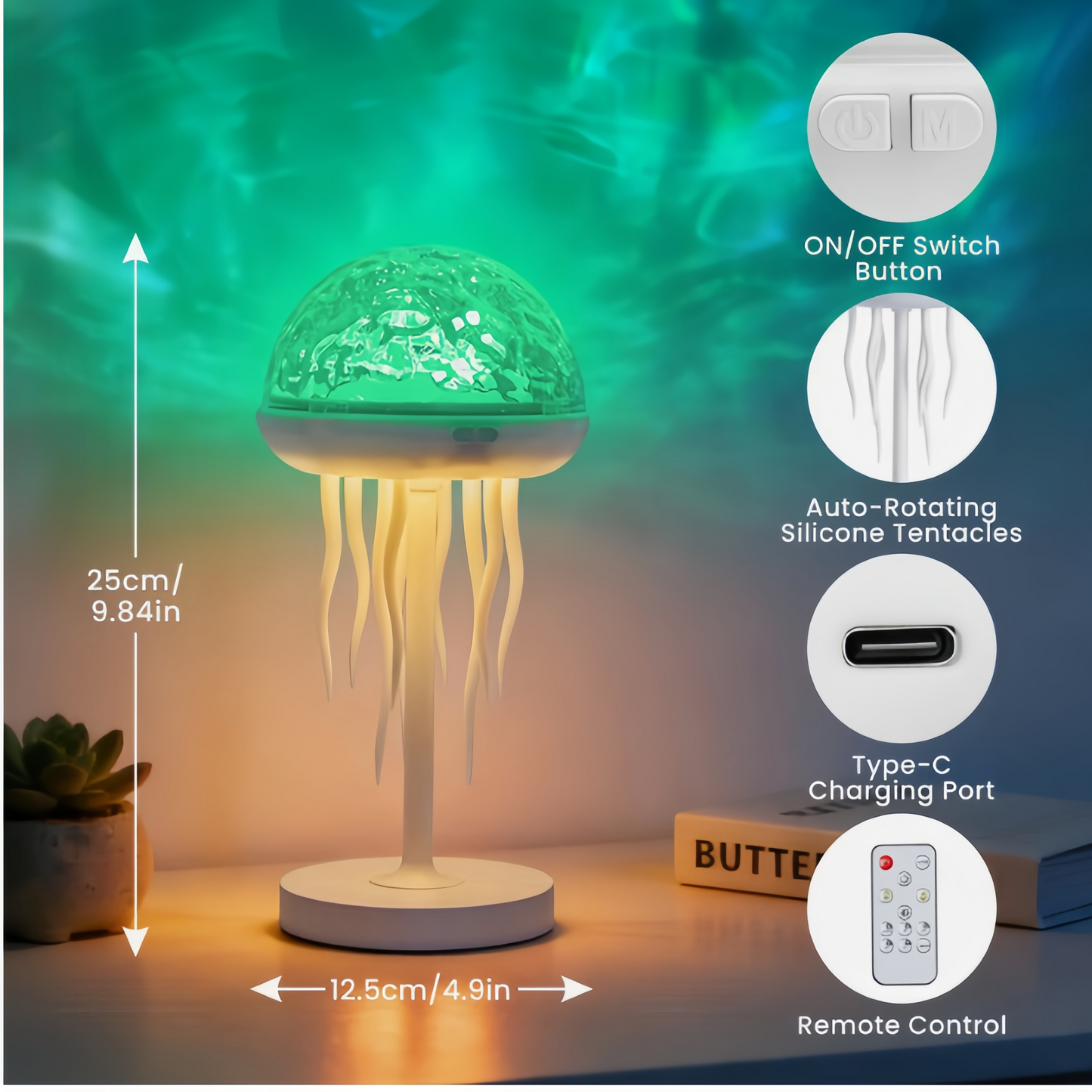 🪼Jellyfish Lamp with Ocean Wave Projector Light
