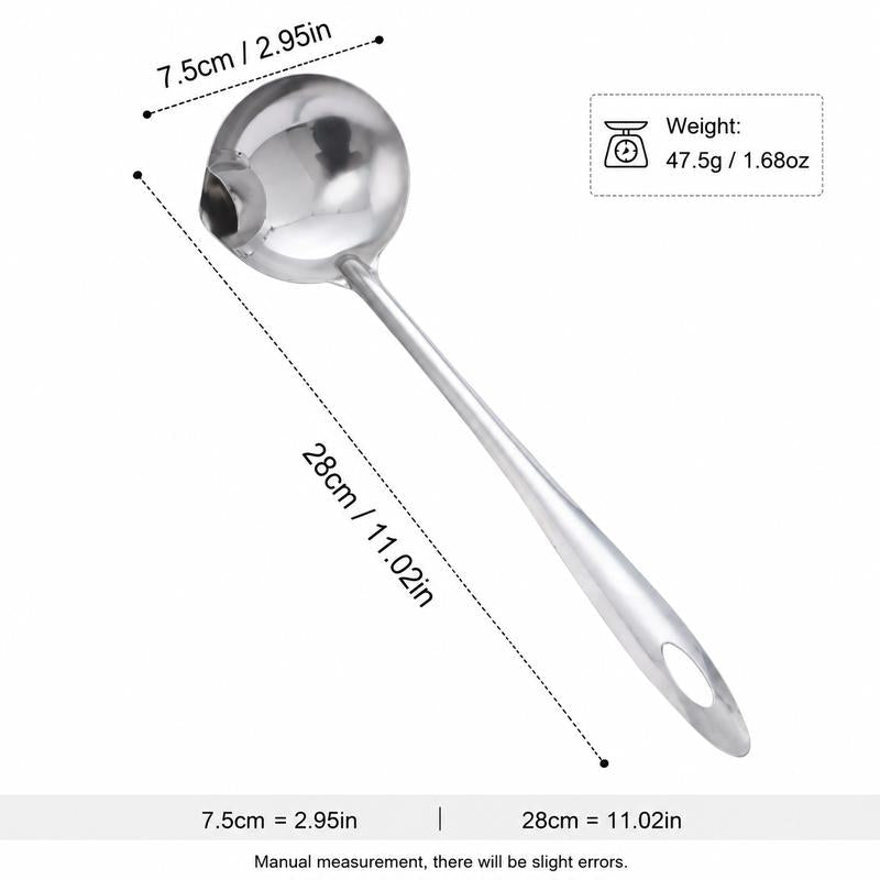 2 Counts, Stainless Steel Oil Separator Soup Ladle