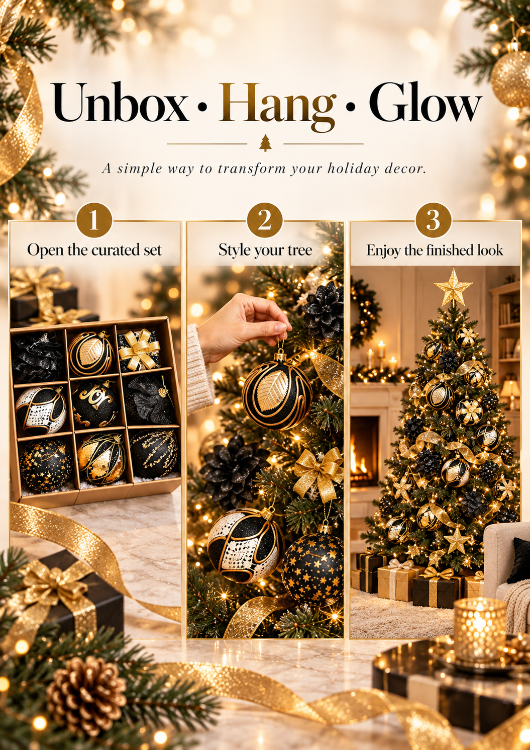 🖤✨ The Black & Gold Christmas Edit – 9 Statement Ornaments | 42% Off