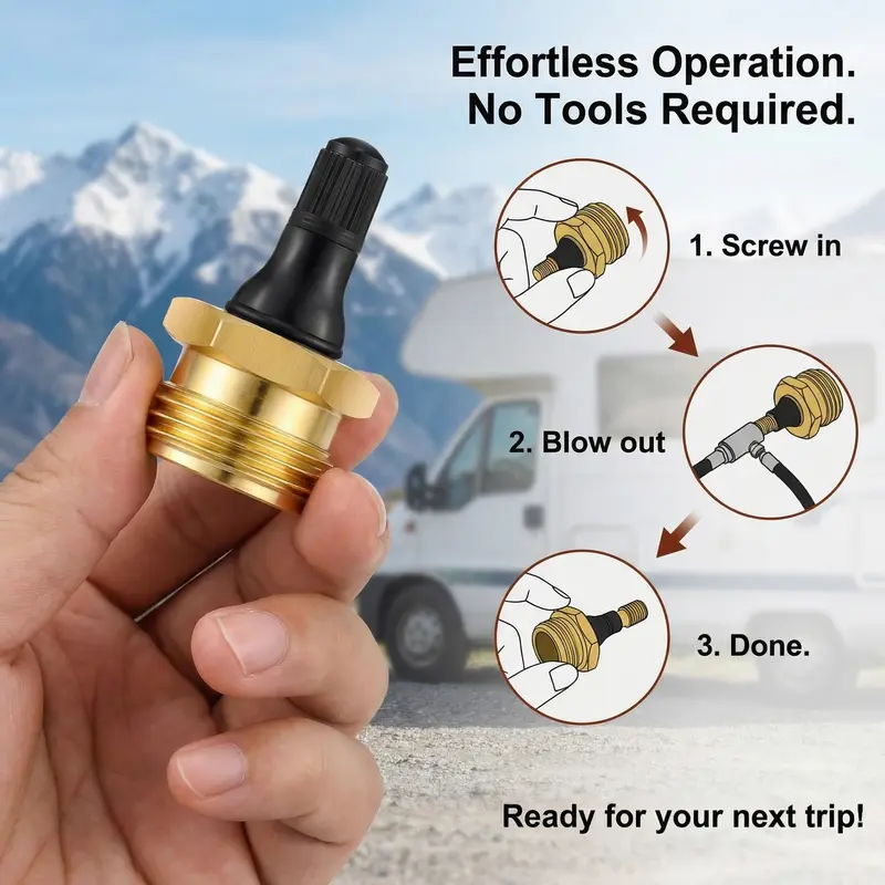2-Pcs Brass RV Blow Out Plugs with Drain Valve
