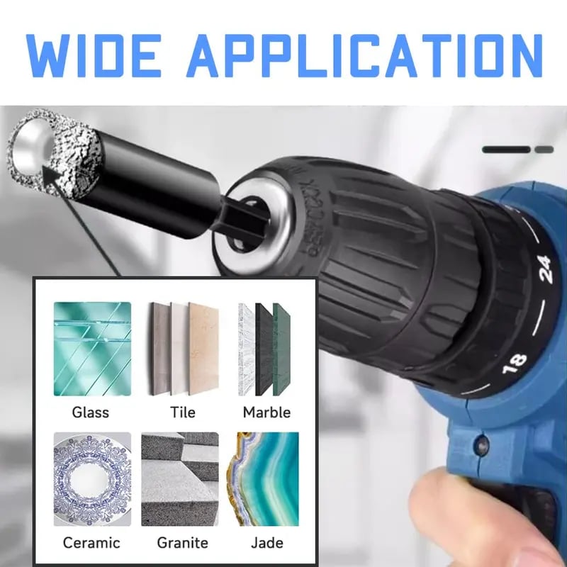 🔥42% OFF | 6Pcs Dry Diamond Drill Bit Set 🛠 Hex Shank Brazed Hole Saw for Tile, Glass & Granite