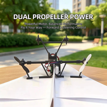 RC Paper Airplane Kit with Gyro Stabilizer – DIY Electric Remote Control Plane with Dual Propellers, Lightweight Foldable Flying STEM Toy