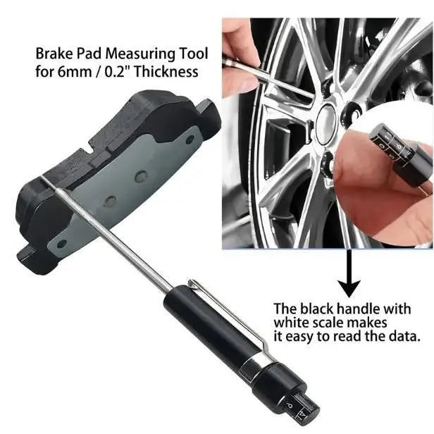 🚗Car Brake Pad Thickness Gauge – 1.5mm–11mm Scale, No Tire Removal Needed