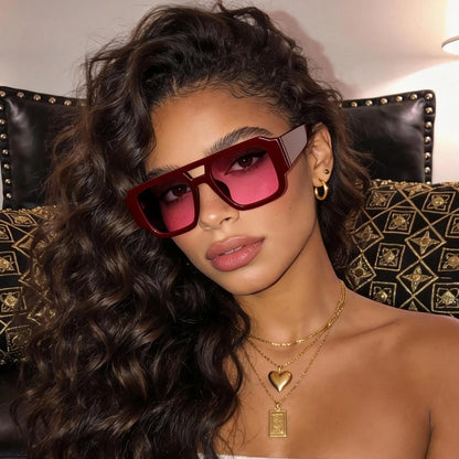 Vintage 70s Aviation Square Sunglasses – Classic Double Bridge Pilot Shades for Women and Men