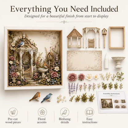 🌷DIY English Cottage Garden Shadow Box Kit  Flat acrylic version