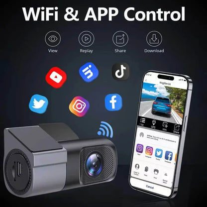 📹 360° Dash Cam: Super Night Vision &amp; Phone App Control!