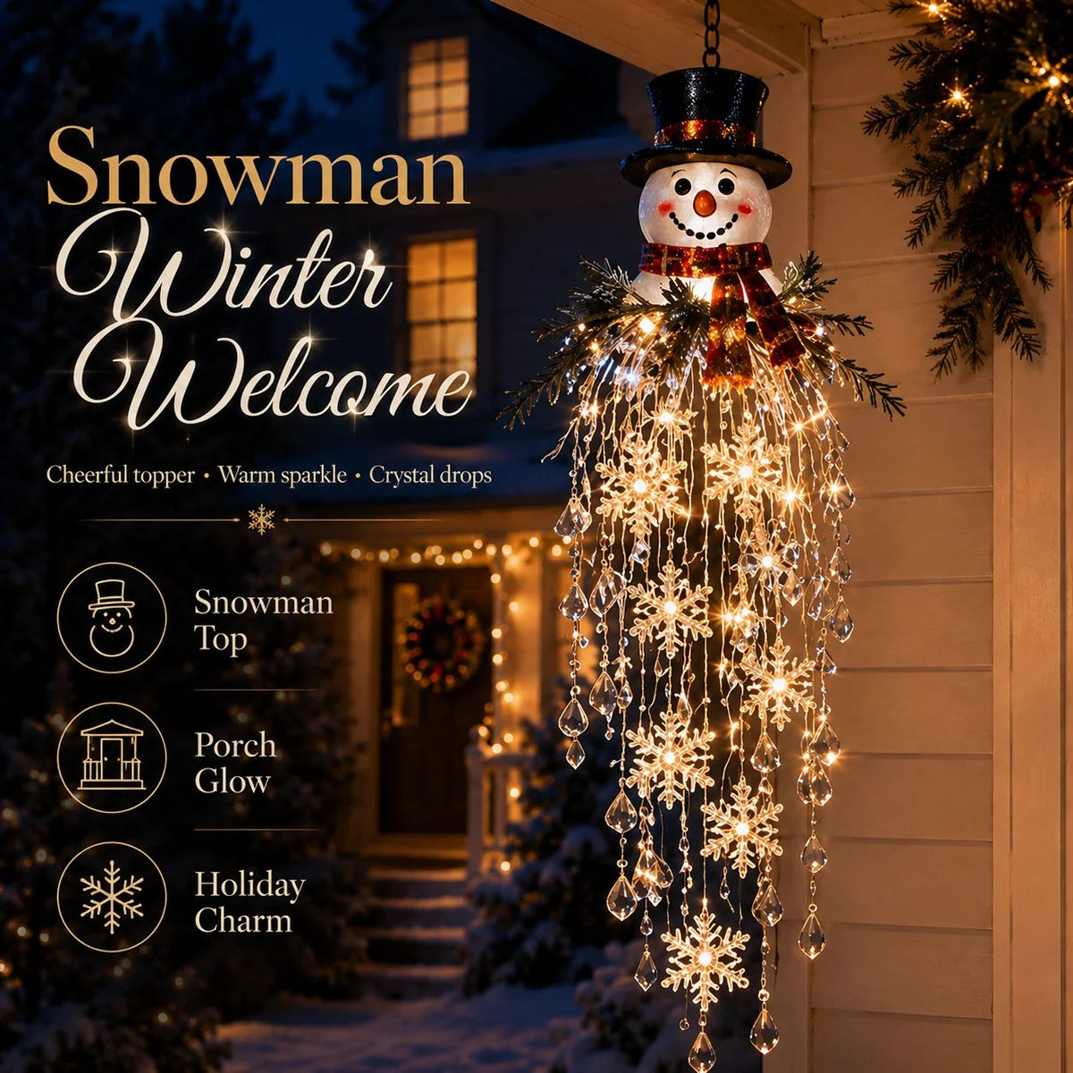 ✨ Limited-Time 45% OFF | Crystal Cascade Christmas Hanging Light – Magical Porch Glow