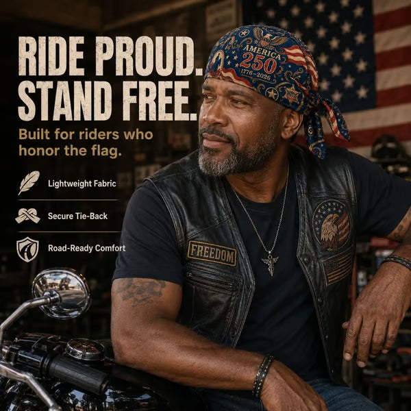 🔥LIMITED AMERICA 250 DESIGN — Cycling Pirate Hat / Biker Headwrap