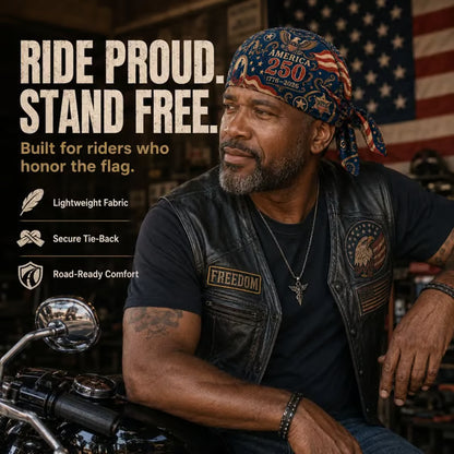 🔥LIMITED AMERICA 250 DESIGN — Cycling Pirate Hat / Biker Headwrap