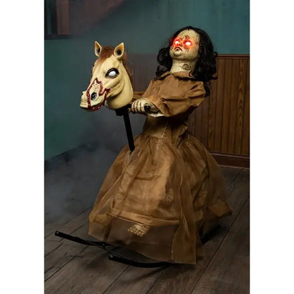 3.5FT Animated Rocking Horse with Doll Prop