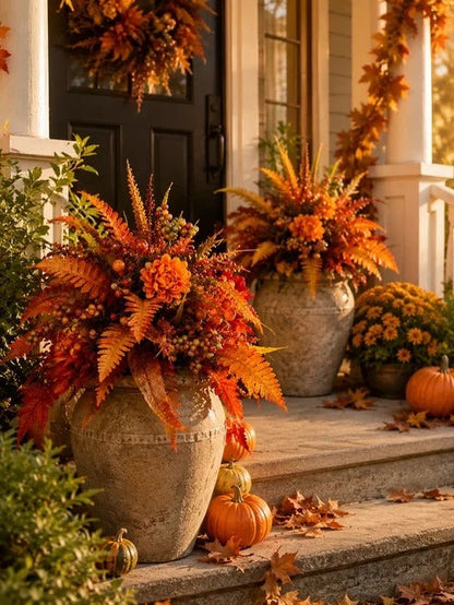 Autumn Harvest Floral Garden Stake Arrangement
