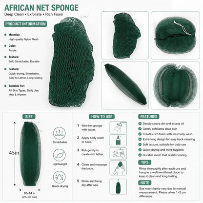 🧼✨ Traditional African Bath Tool | Ethically Sourced Net Sponge – Removes Dead Skin – Leaves Skin Smooth