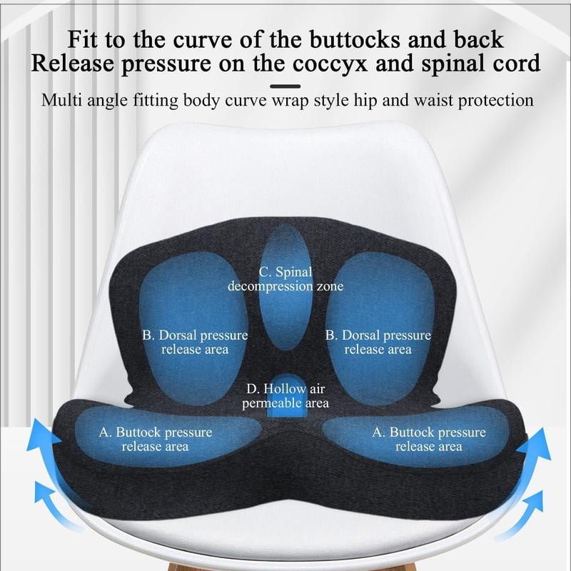 💥50% OFF !!!⏰Non-Slip Memory Foam Seat Cushion – Sciatica Relief, Breathable Mesh & Universal Fit for Car, Office & Wheelchair