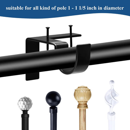 🪟 No Drill Heavy Duty Curtain Rod Brackets, 2 Pack