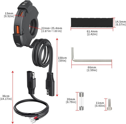 USB Socket Motorcycle USB Charger Socket 12V USB C Motorbike 48W