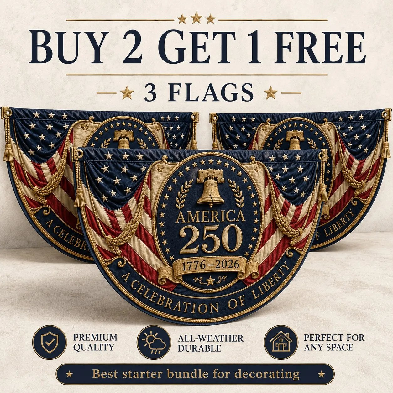 🇺🇸America 250 Fan Bunting Flag A Celebration of Liberty, Heritage, and American Pride 🇺🇸